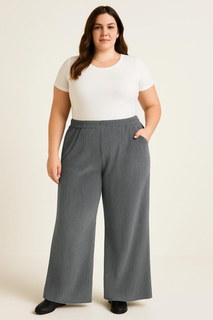 Sztruksowe Spodnie Plus Size z Szerokimi Nogawkami - obrazek 6