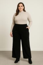Sztruksowe Spodnie Plus Size z Szerokimi Nogawkami - obrazek 2