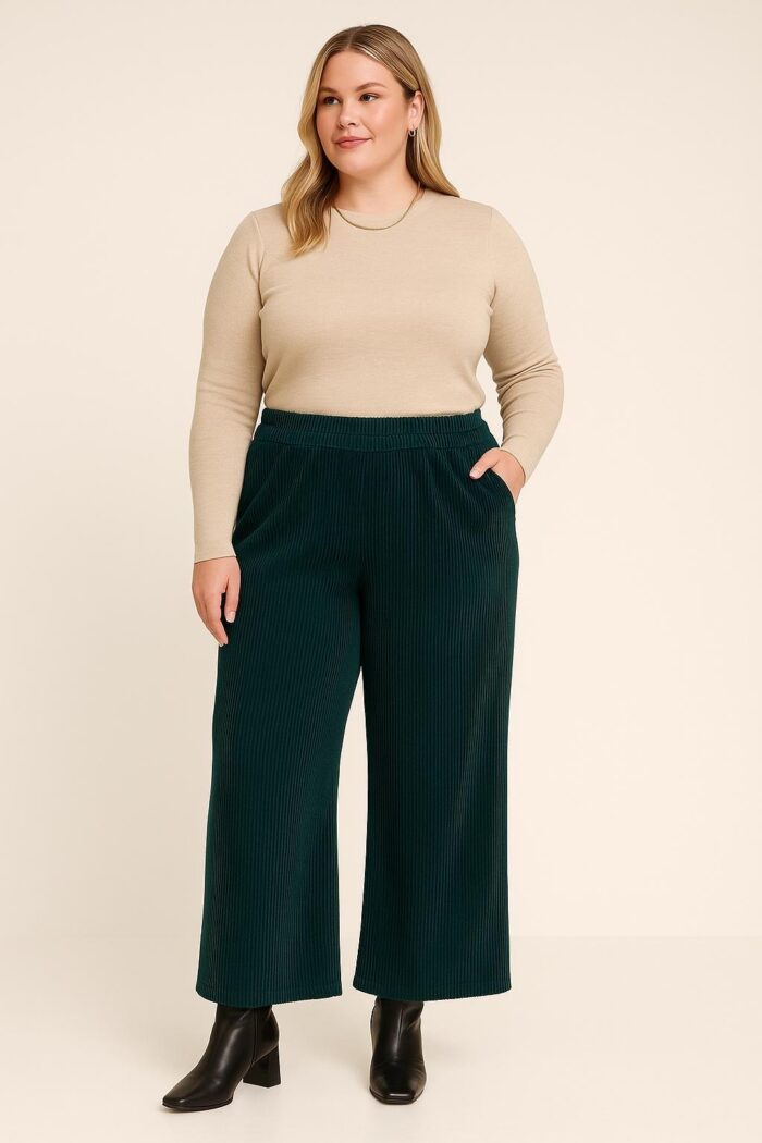 Sztruksowe Spodnie Plus Size z Szerokimi Nogawkami - obrazek 4
