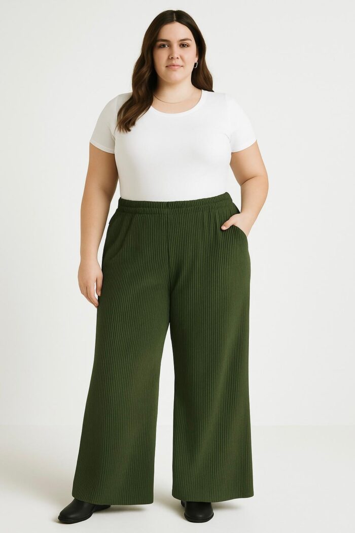 Sztruksowe Spodnie Plus Size z Szerokimi Nogawkami - obrazek 3