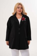 Bawełniana marynarka z  aplikacją kwiatową - obrazek 9