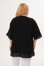 Sweterkowa tunika z cekinowymi detalami na rękawach i dole - obrazek 7