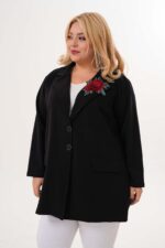 Bawełniana marynarka z  aplikacją kwiatową