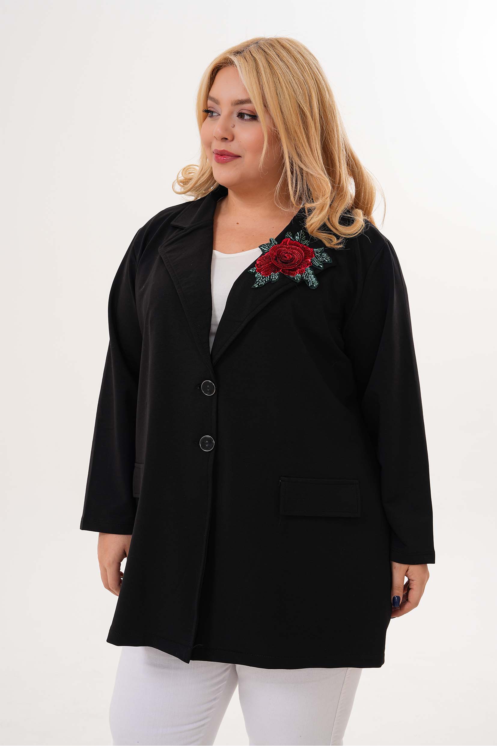 _0068_IMP09879 Bawełniana marynarka z aplikacją kwiatową - obrazek 1