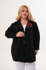 Bawełniana marynarka z  aplikacją kwiatową - obrazek 4