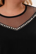 Bluzka sweterkowa z perłami - obrazek 2