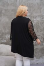 Tunika asymetryczna koronkowa długi rękaw - obrazek 8