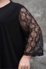 Tunika asymetryczna koronkowa długi rękaw - obrazek 9