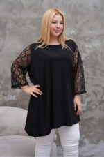 Tunika asymetryczna koronkowa długi rękaw