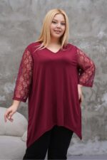 Bluzka z Długim Rękawem i Dekoltem w Serek - obrazek 4