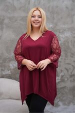 Bluzka z Długim Rękawem i Dekoltem w Serek